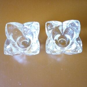 2 Vintage Leaded Glass Candle Holders